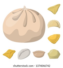 Isolated object of dumplings and food  logo. Set of dumplings and stuffed stock symbol for web.