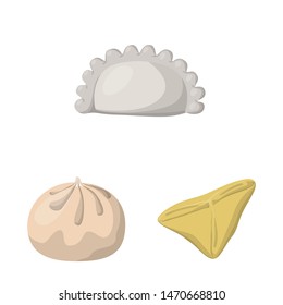 Isolated object of dumplings and food logo. Collection of dumplings and stuffed stock symbol for web.