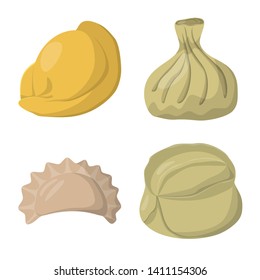 Isolated object of dumplings and food  symbol. Set of dumplings and stuffed stock vector illustration.