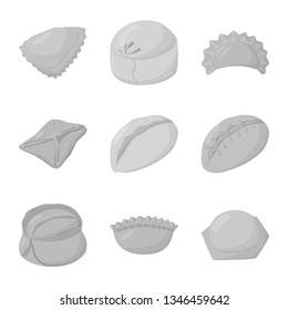 Isolated object of dumplings and stuffed icon. Collection of dumplings and dish vector icon for stock.
