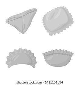 Isolated object of dumplings and stuffed icon. Collection of dumplings and dish vector icon for stock.