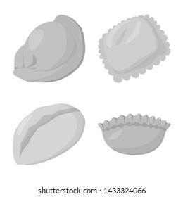 Isolated object of dumplings and stuffed icon. Collection of dumplings and dish stock vector illustration.