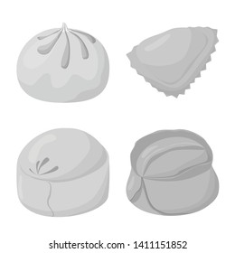 Isolated object of dumplings and stuffed logo. Set of dumplings and dish stock symbol for web.