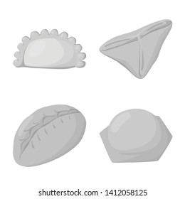 Isolated object of dumplings and stuffed logo. Collection of dumplings and dish vector icon for stock.