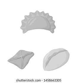 Isolated object of dumplings and stuffed sign. Collection of dumplings and dish stock vector illustration.