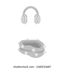 Isolated object of earmuff and scarf icon. Set of earmuff and blue  stock symbol for web.