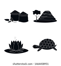 Isolated object of eastern and oriental icon. Set of eastern and tourism vector icon for stock.