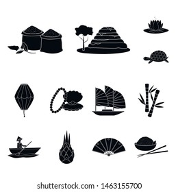 Isolated object of eastern and oriental logo. Set of eastern and tourism stock symbol for web.