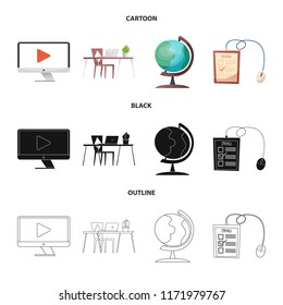 Isolated object of education and learning icon. Set of education and school stock vector illustration.