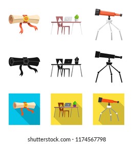 Isolated object of education and learning icon. Collection of education and school vector icon for stock.