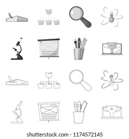 Isolated object of education and learning icon. Collection of education and school vector icon for stock.