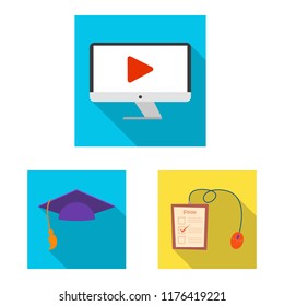 Isolated object of education and learning icon. Collection of education and school vector icon for stock.
