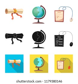 Isolated object of education and learning icon. Set of education and school stock vector illustration.