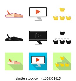Isolated object of education and learning icon. Set of education and school vector icon for stock.