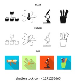 Isolated object of education and learning icon. Collection of education and school stock vector illustration.