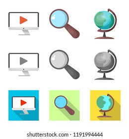 Isolated object of education and learning icon. Set of education and school stock vector illustration.