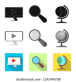 Isolated object of education and learning icon. Set of education and school vector icon for stock.