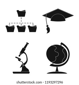 Isolated object of education and learning icon. Set of education and school stock vector illustration.