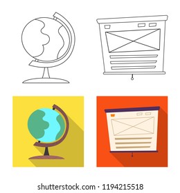 Isolated object of education and learning icon. Collection of education and school vector icon for stock.