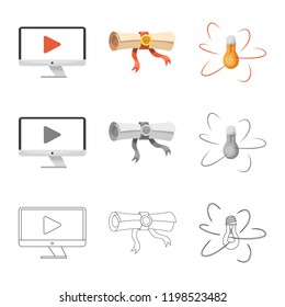 Isolated object of education and learning icon. Set of education and school vector icon for stock.