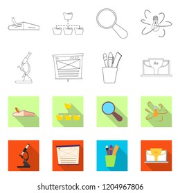 Isolated object of education and learning icon. Set of education and school stock vector illustration.