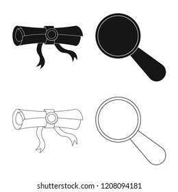Isolated object of education and learning icon. Collection of education and school vector icon for stock.