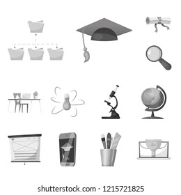 Isolated object of education and learning icon. Collection of education and school stock vector illustration.