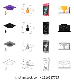 Isolated object of education and learning icon. Set of education and school vector icon for stock.