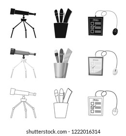 Isolated object of education and learning icon. Set of education and school stock vector illustration.