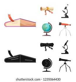 Isolated object of education and learning icon. Collection of education and school vector icon for stock.