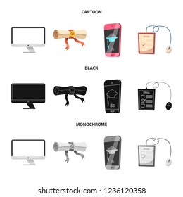 Isolated object of education and learning icon. Set of education and school vector icon for stock.