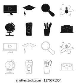 Isolated object of education and learning logo. Set of education and school stock symbol for web.