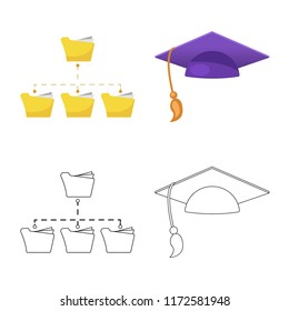 Isolated object of education and learning logo. Set of education and school stock symbol for web.