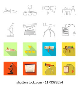 Isolated object of education and learning logo. Collection of education and school stock vector illustration.