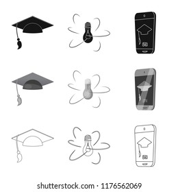 Isolated object of education and learning logo. Set of education and school vector icon for stock.