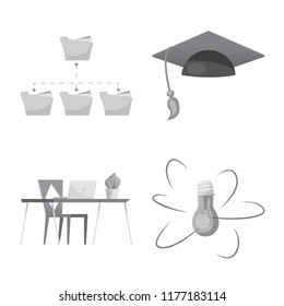 Isolated object of education and learning logo. Collection of education and school vector icon for stock.