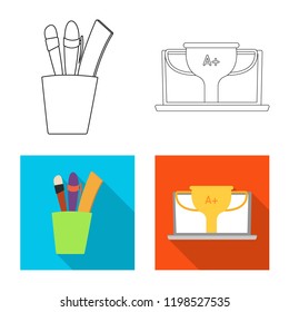 Isolated object of education and learning logo. Set of education and school stock vector illustration.