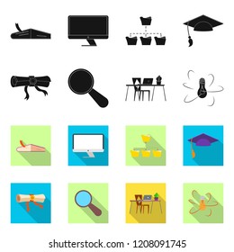 Isolated object of education and learning logo. Set of education and school vector icon for stock.