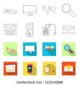 Isolated object of education and learning logo. Collection of education and school vector icon for stock.