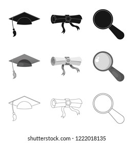 Isolated object of education and learning logo. Set of education and school stock symbol for web.