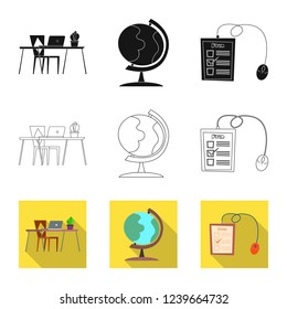 Isolated object of education and learning logo. Set of education and school vector icon for stock.