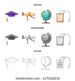 Isolated object of education and learning sign. Set of education and school stock symbol for web.