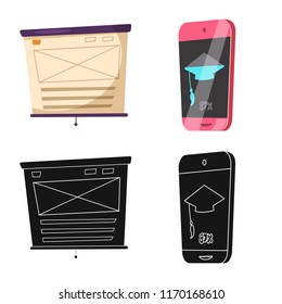 Isolated object of education and learning sign. Collection of education and school vector icon for stock.