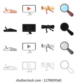 Isolated object of education and learning sign. Set of education and school stock symbol for web.