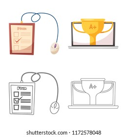 Isolated object of education and learning sign. Set of education and school vector icon for stock.