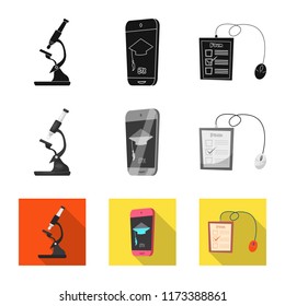 Isolated object of education and learning sign. Collection of education and school stock symbol for web.
