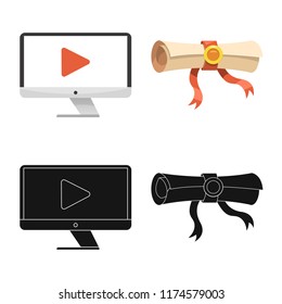 Isolated object of education and learning sign. Set of education and school stock vector illustration.