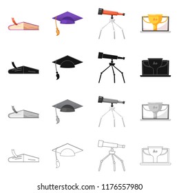 Isolated object of education and learning sign. Collection of education and school stock symbol for web.
