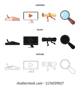 Isolated object of education and learning sign. Collection of education and school stock vector illustration.