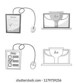 Isolated object of education and learning sign. Collection of education and school stock symbol for web.